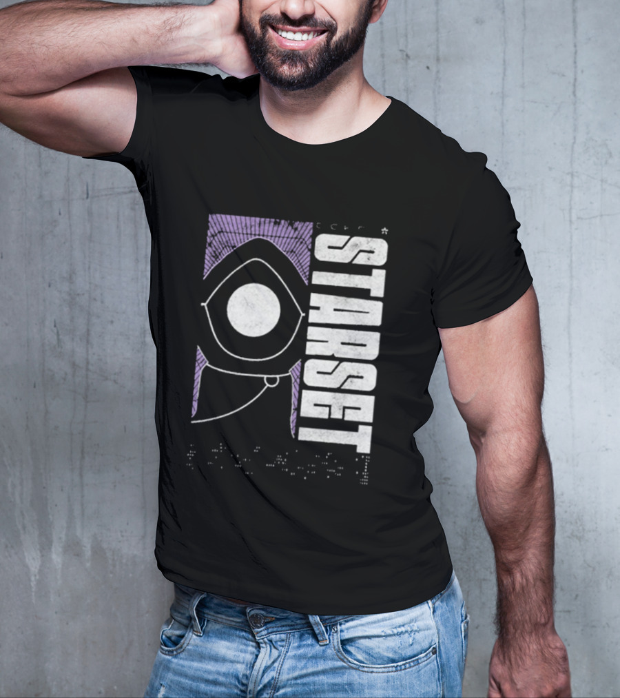 Starset Echo Purple Hooded Figure Bold White Text T-Shirt