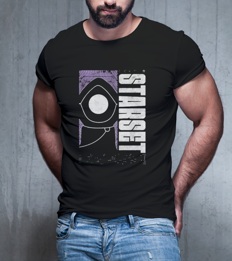 Starset Echo Purple Hooded Figure Bold White Text T-Shirt