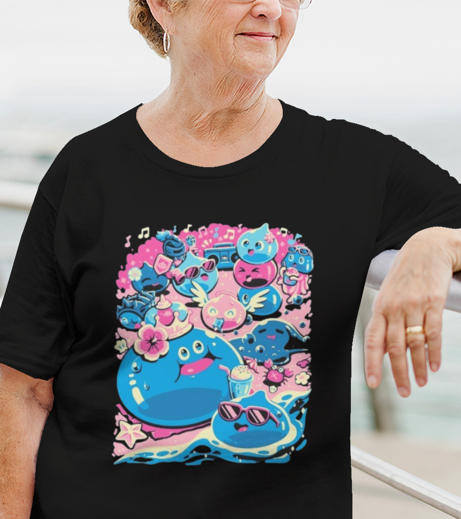 Summer Slimes Cute Blue And Pink Watercolor Style Festival Fun T-Shirt