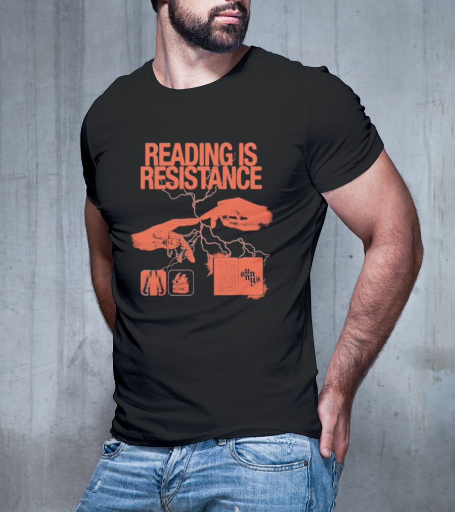 Sunnys Book Truck Reading Is Resistance With Hands And Open Books T-Shirt