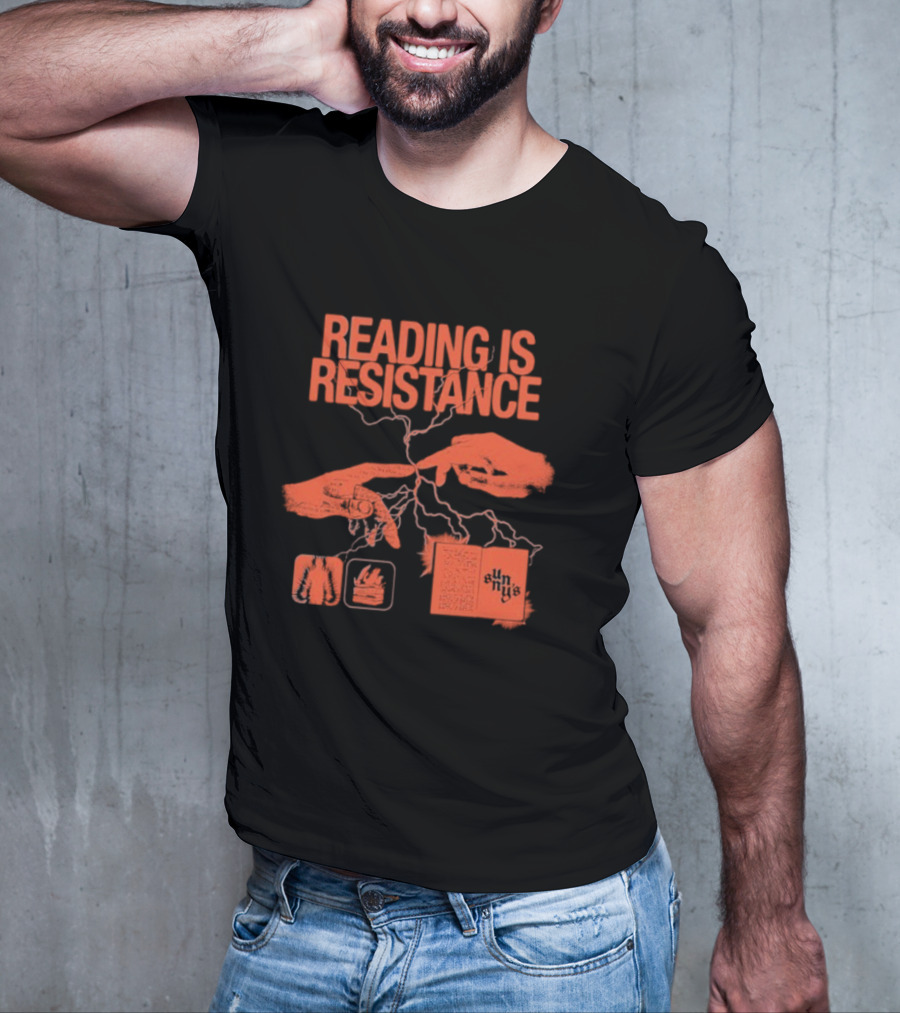 Sunnys Book Truck Reading Is Resistance With Hands And Open Books T-Shirt