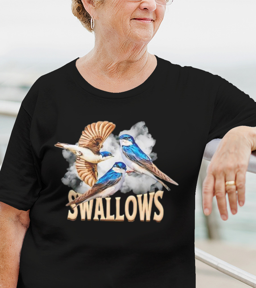 Swallows Blue Bird Trio With Clouds T-Shirt