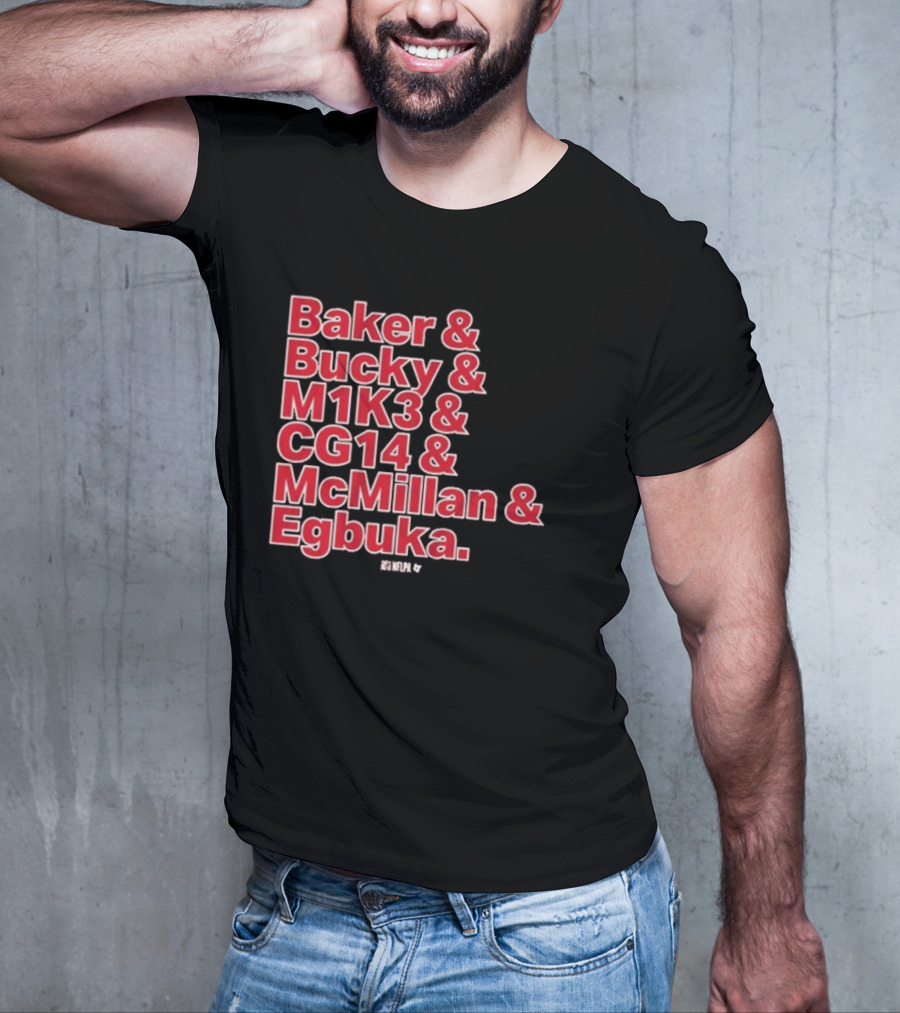 Baker & Bucky & M1K3 & CG14 & McMillan & Egbuka Names Tampa Bay Buccaneers T-Shirt
