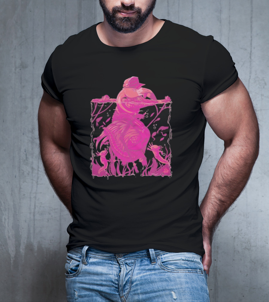 Ten Hundred Clever Girl Pink Dinosaur With Hat Underwater Artwork T-Shirt