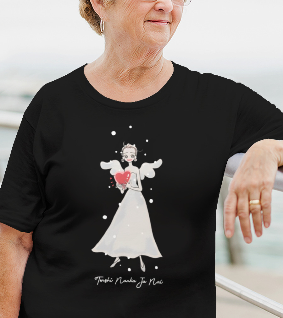 Tenshi Nanka Ja Nai Angel Illustration Holding Heart T-Shirt
