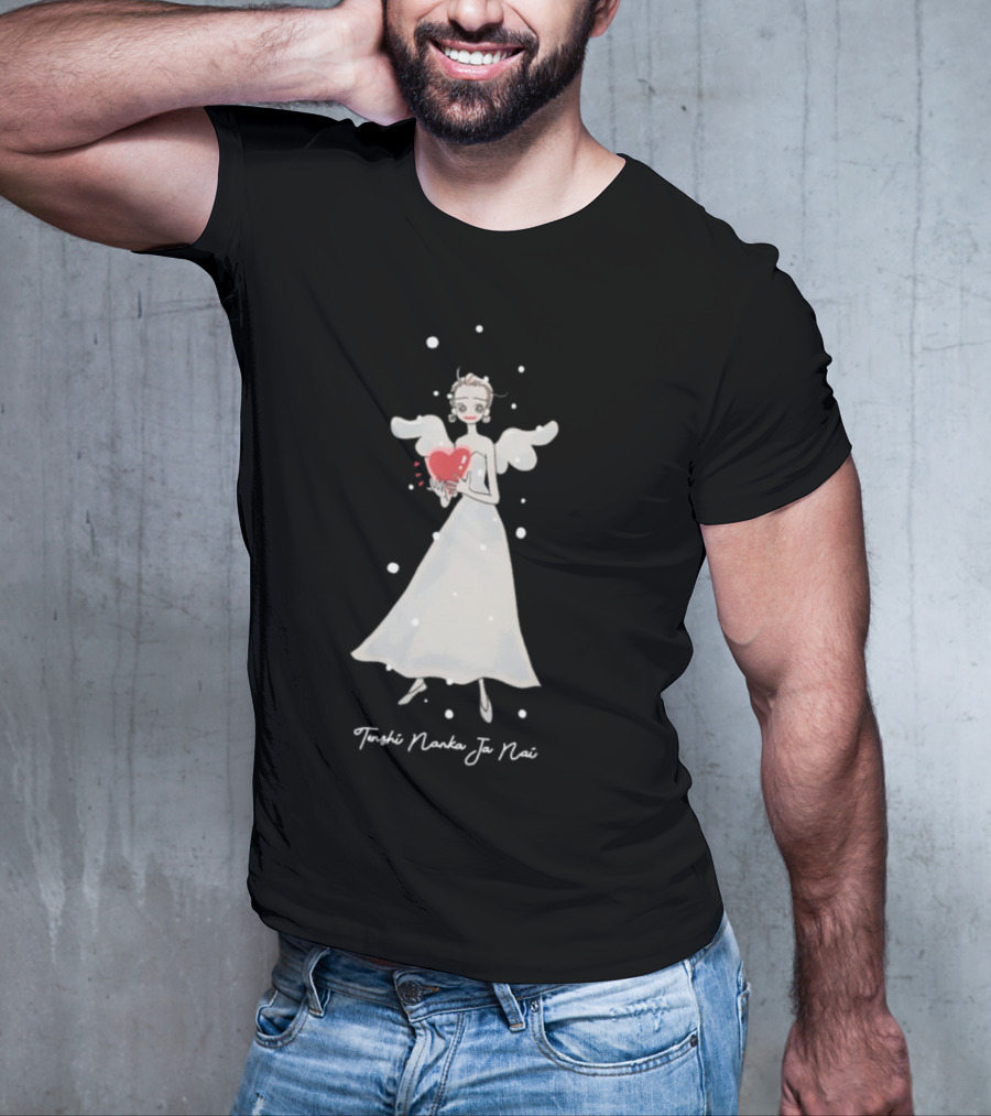 Tenshi Nanka Ja Nai Angel Illustration Holding Heart T-Shirt