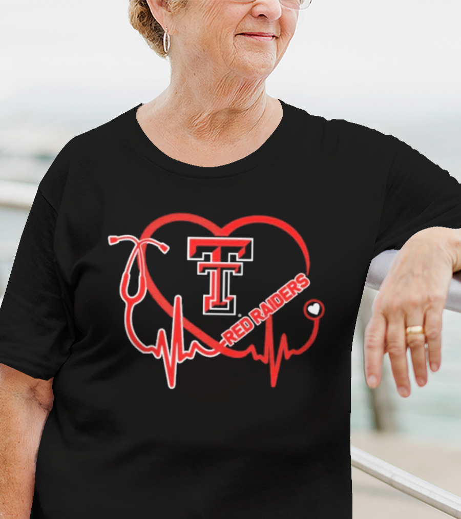 Texas Tech Red Raiders Heartbeat Nurse Stethoscope Icon T-Shirt