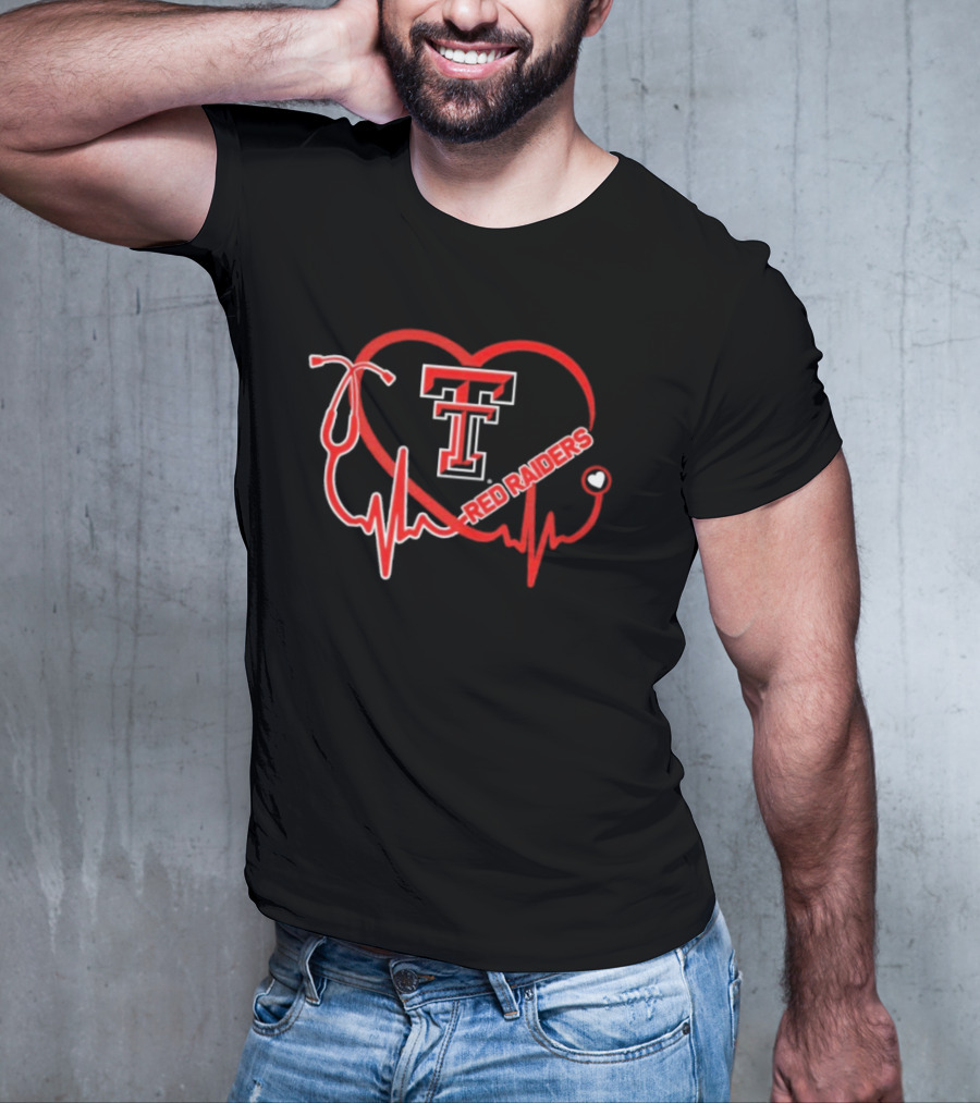 Texas Tech Red Raiders Heartbeat Nurse Stethoscope Icon T-Shirt