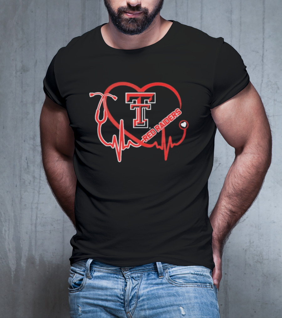 Texas Tech Red Raiders Heartbeat Nurse Stethoscope Icon T-Shirt