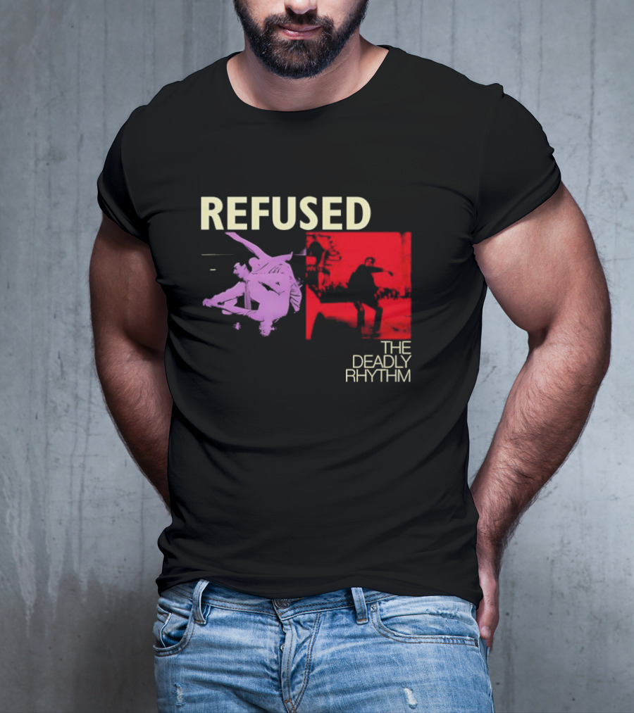 Refused The Deadly Rhythm Skater Red And Purple Imagery T-Shirt