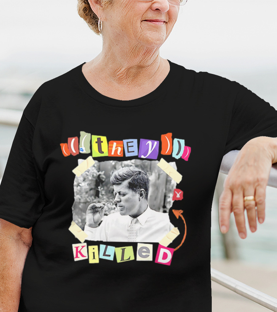 They Killed John F. Kennedy Smoking Retro Style T-Shirt