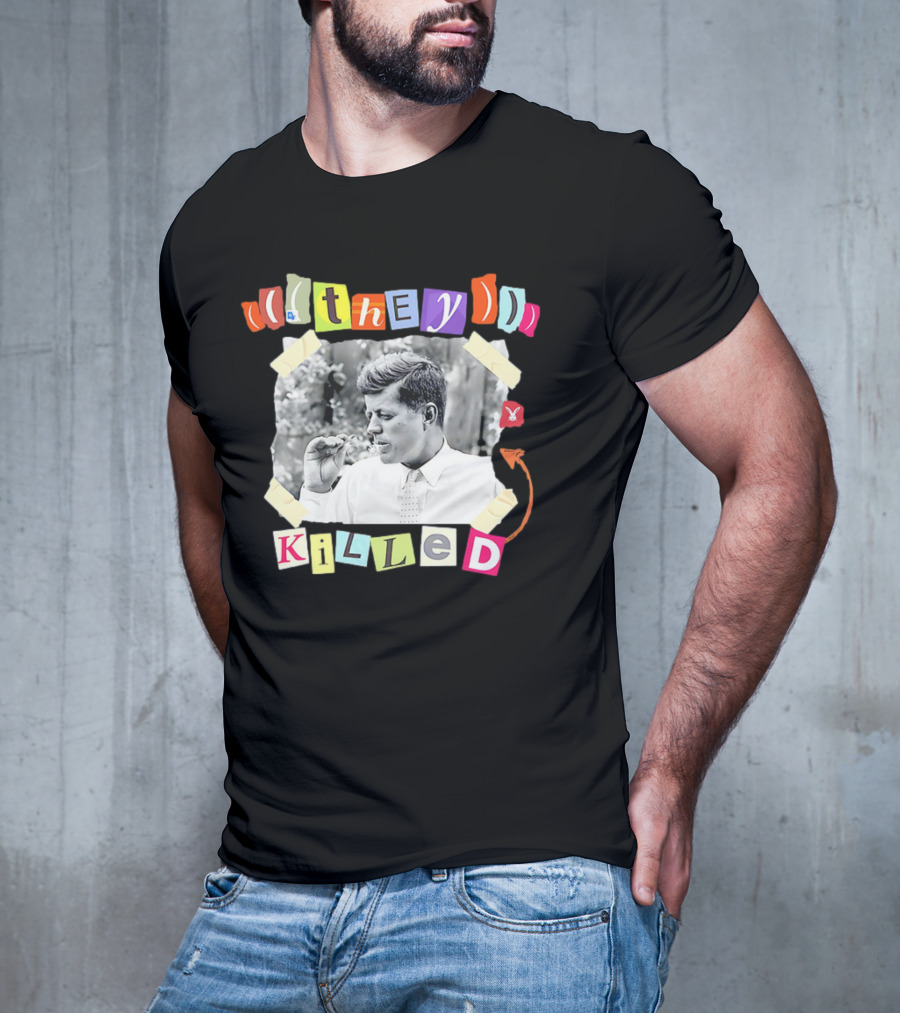 They Killed John F. Kennedy Smoking Retro Style T-Shirt