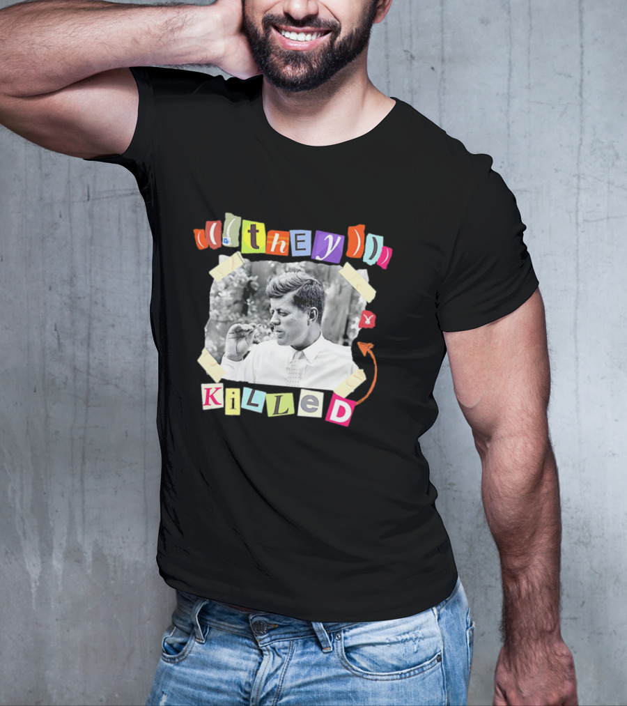 They Killed John F. Kennedy Smoking Retro Style T-Shirt