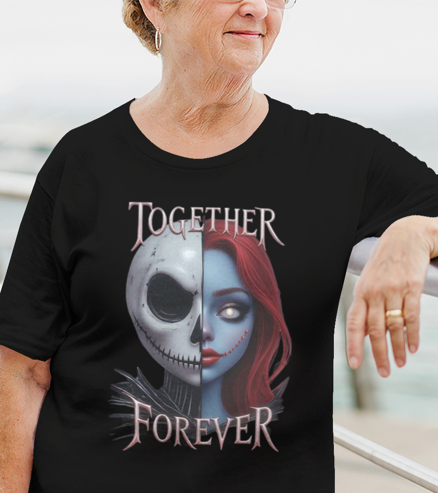 Together Forever Jack And Sally Half Face Mashup T-Shirt
