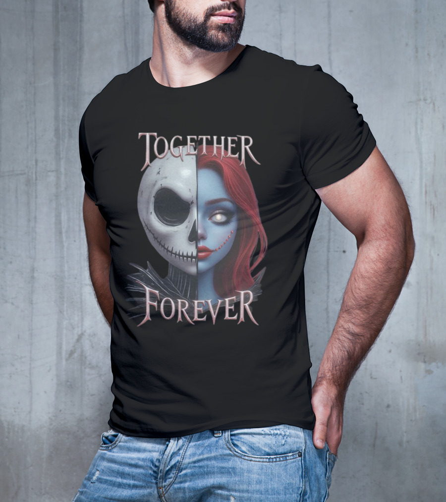 Together Forever Jack And Sally Half Face Mashup T-Shirt