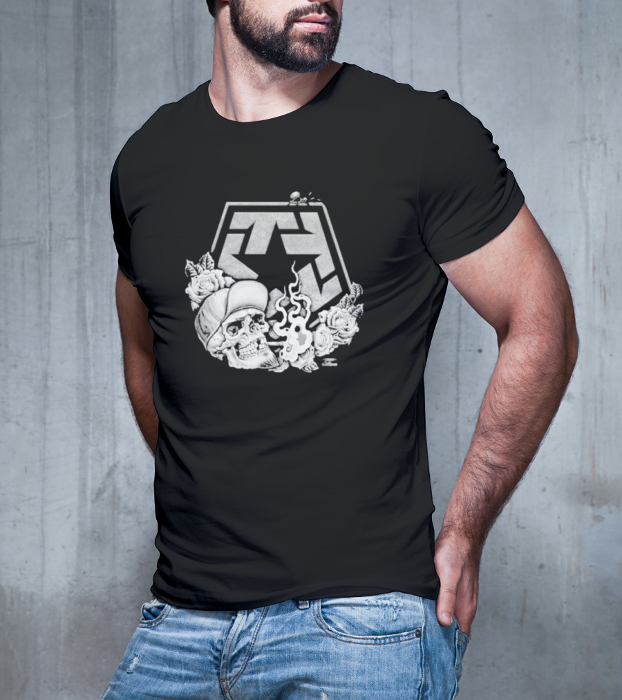 Tribal Gear Chuey Smoke Skull With Smoke And Roses T-Shirt