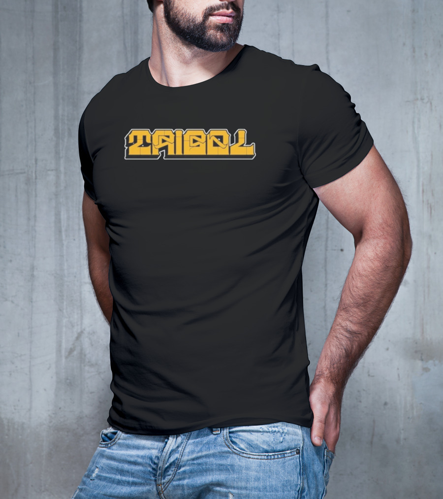 Tribal Gear Victim Gold Graffiti Font Bold Yellow Text T-Shirt