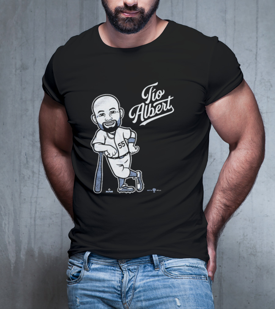 Tío Albert Baseball Player Cartoon With Bat And Number 55 T-Shirt