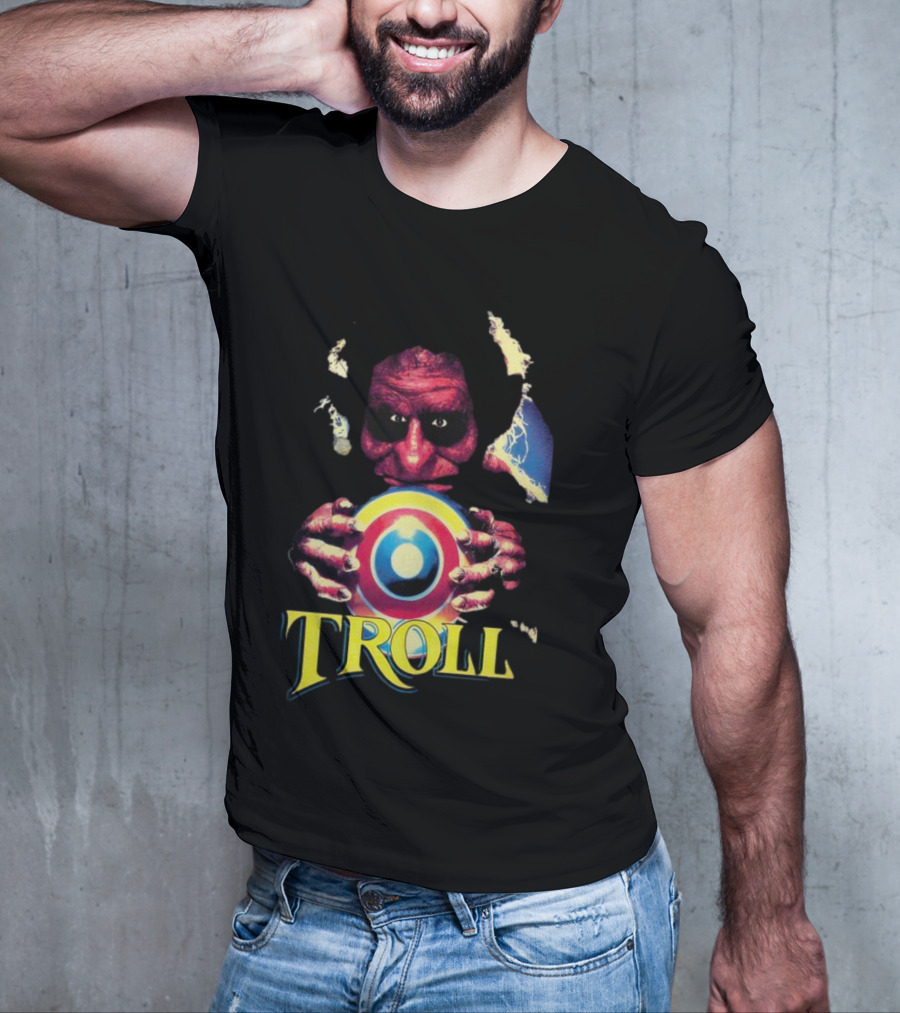 Troll Creepy Character Holding Colorful Orb T-Shirt