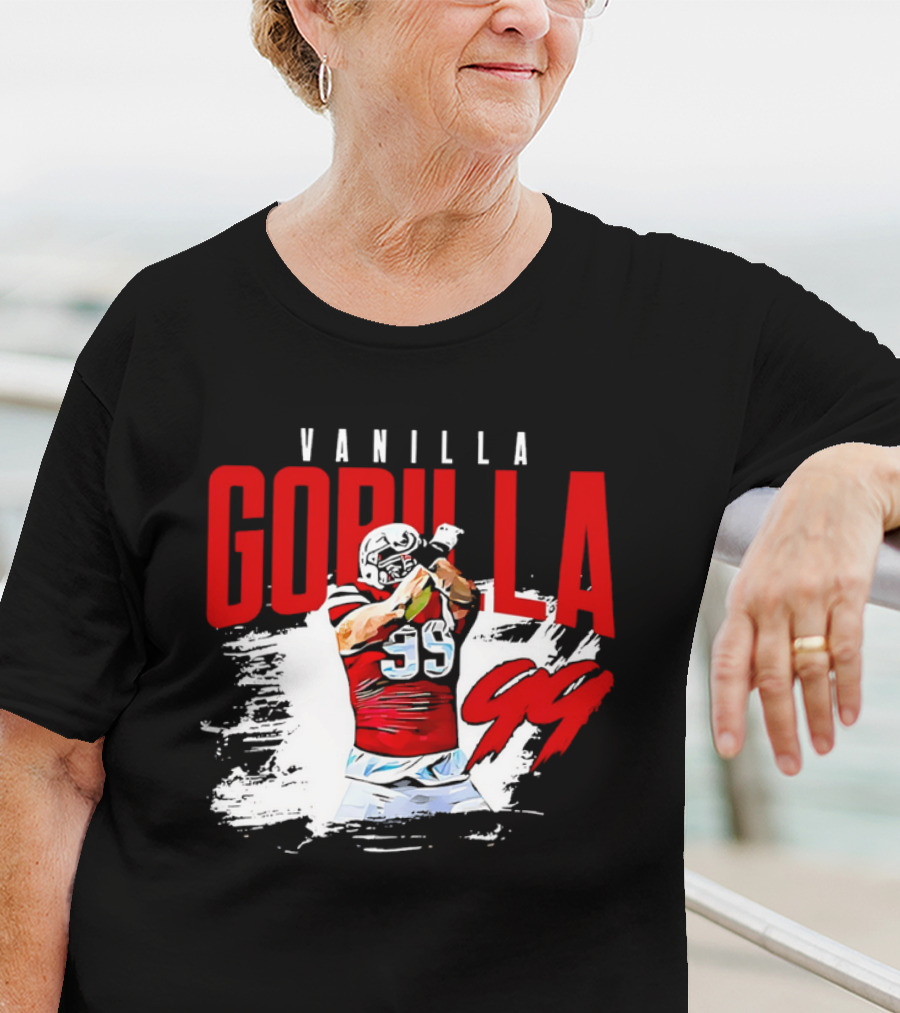 Vanilla Gorilla Number 99 Football Jersey Athlete Action Pose T-Shirt