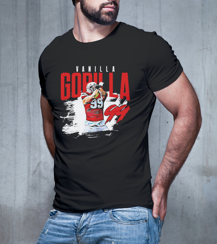 Vanilla Gorilla Number 99 Football Jersey Athlete Action Pose T-Shirt