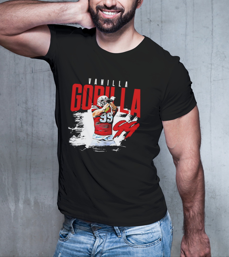 Vanilla Gorilla Number 99 Football Jersey Athlete Action Pose T-Shirt