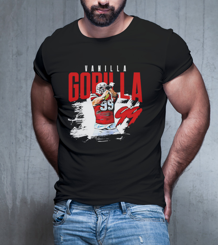 Vanilla Gorilla Number 99 Football Jersey Athlete Action Pose T-Shirt