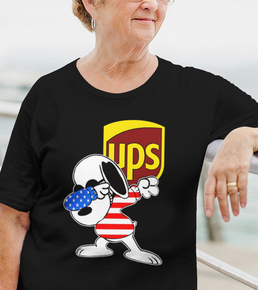 Snoopy American Flag Dabbing UPS Shield T-Shirt
