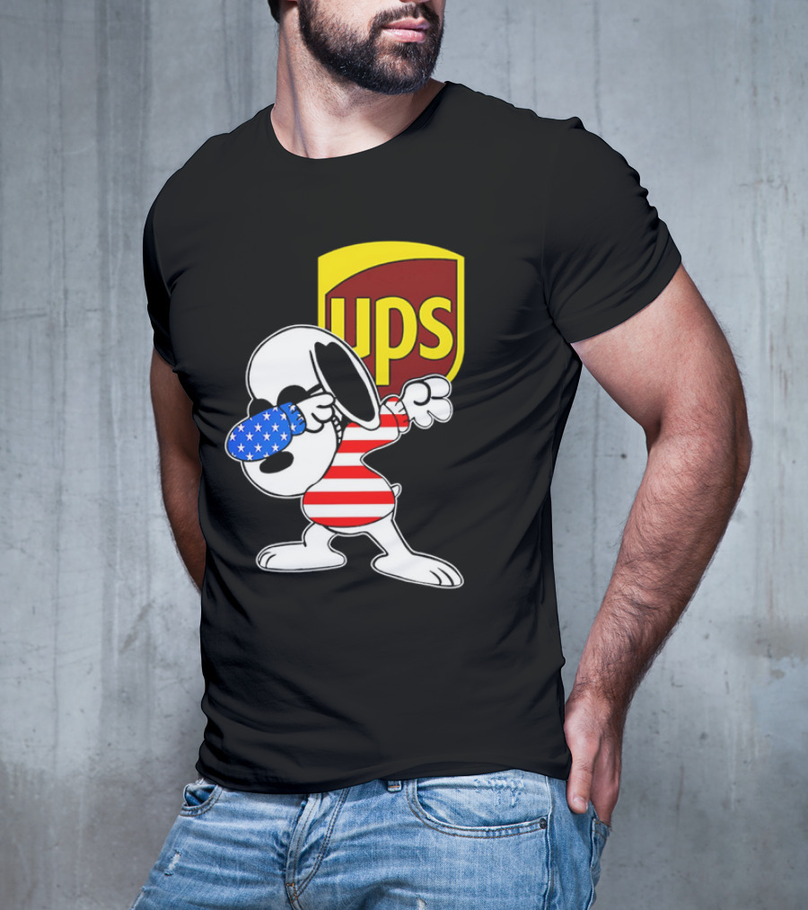 Snoopy American Flag Dabbing UPS Shield T-Shirt