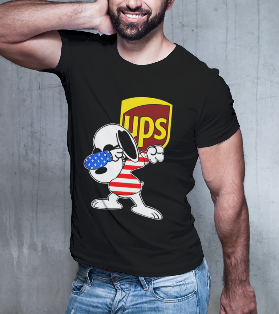 Snoopy American Flag Dabbing UPS Shield T-Shirt