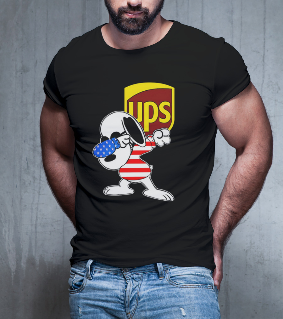Snoopy American Flag Dabbing UPS Shield T-Shirt