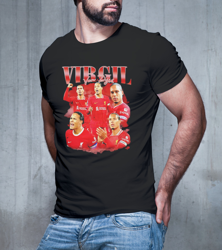 Virgil Van Dijk Liverpool FC Number 4 Captain Liverpool Red Jersey T-Shirt