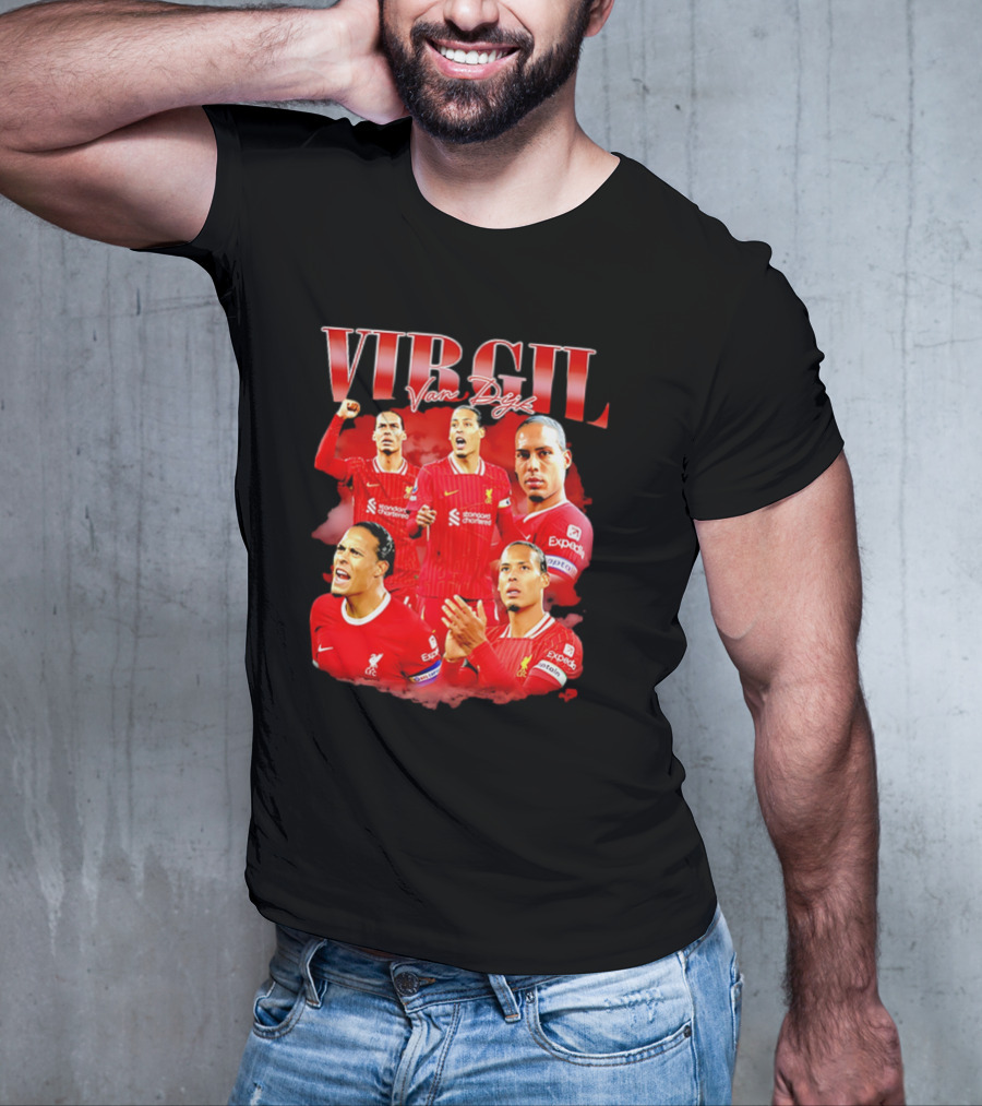 Virgil Van Dijk Liverpool FC Number 4 Captain Liverpool Red Jersey T-Shirt