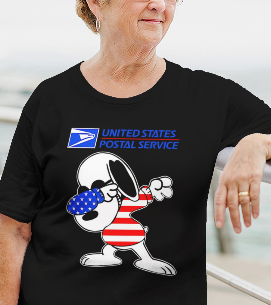 USPS United States Postal Service Snoopy Dabbing American Flag T-Shirt
