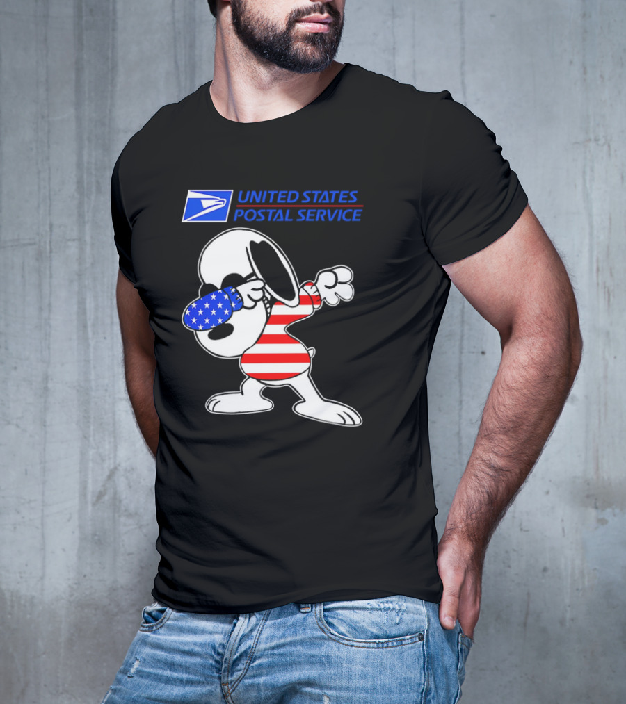 USPS United States Postal Service Snoopy Dabbing American Flag T-Shirt