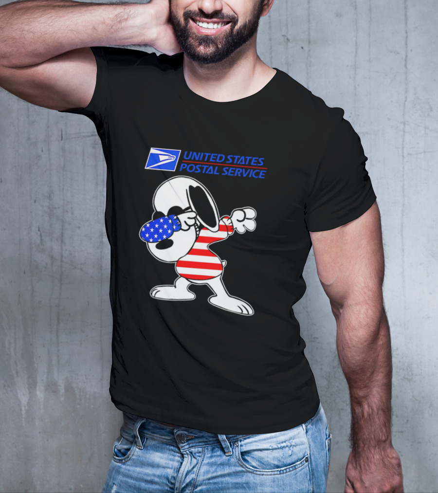 USPS United States Postal Service Snoopy Dabbing American Flag T-Shirt