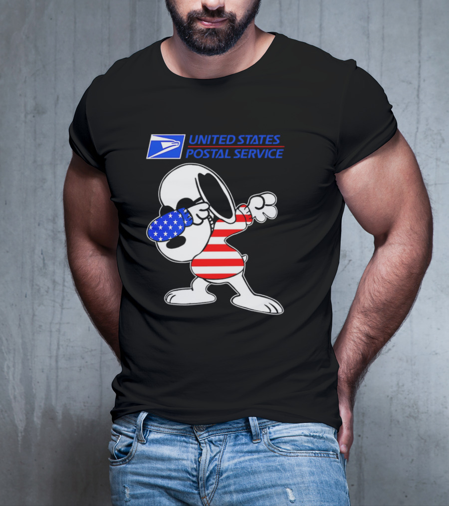 USPS United States Postal Service Snoopy Dabbing American Flag T-Shirt