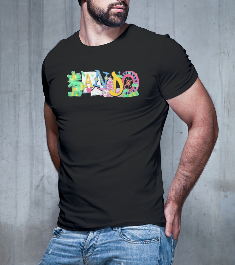 Vegas Matt Sando Casino Theme Money Roulette And Dice T-Shirt