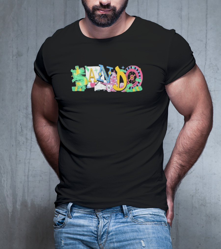 Vegas Matt Sando Casino Theme Money Roulette And Dice T-Shirt