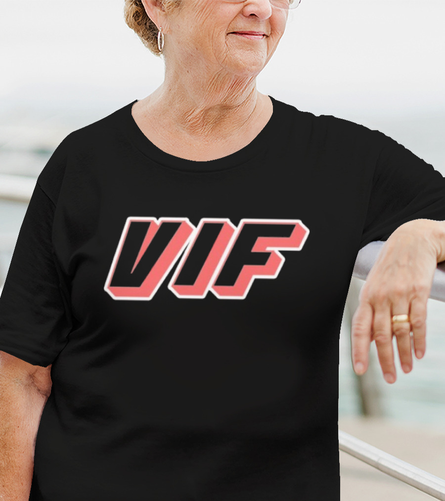 VIF Bold Red Black Outline Text T-Shirt