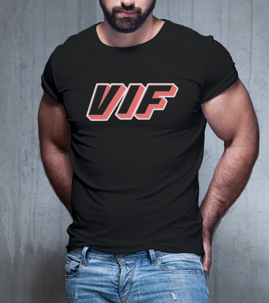VIF Bold Red Black Outline Text T-Shirt