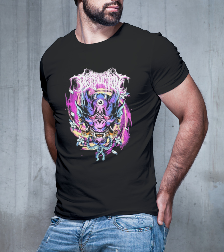 Within Destruction Psychedelic Oni Mask With Floral Accents T-Shirt