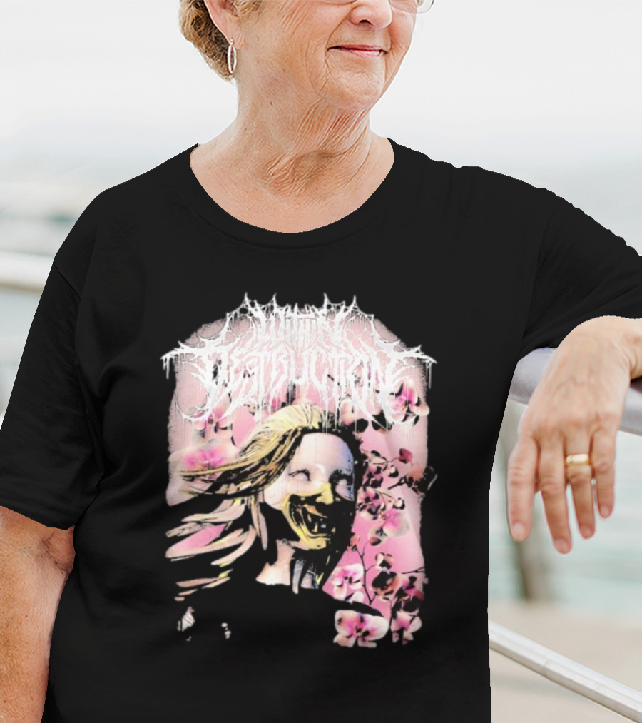 Within Destruction Yokai Cherry Blossoms Masked Face Design T-Shirt