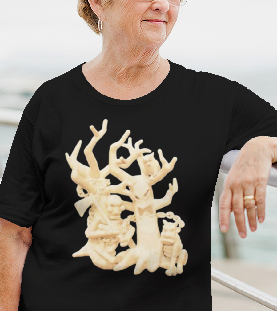 Spooky Woods Woodland Tree Creature With Owl And Frog T-Shirt