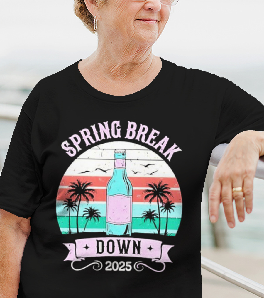 Spring Break Down 2025 Bottle Palms Retro Stripes Vintage Vibe T-Shirt