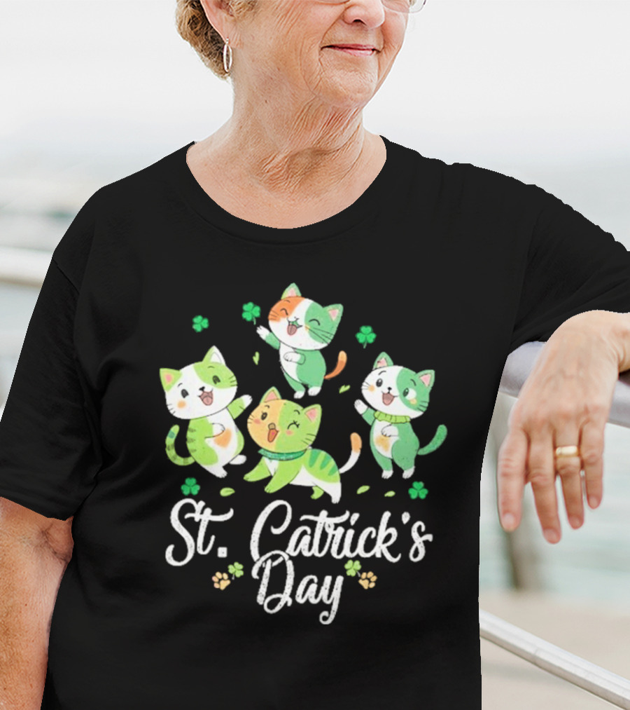 St Catricks Day Cats St Patricks Day Cat Lover St Pattys T-Shirt