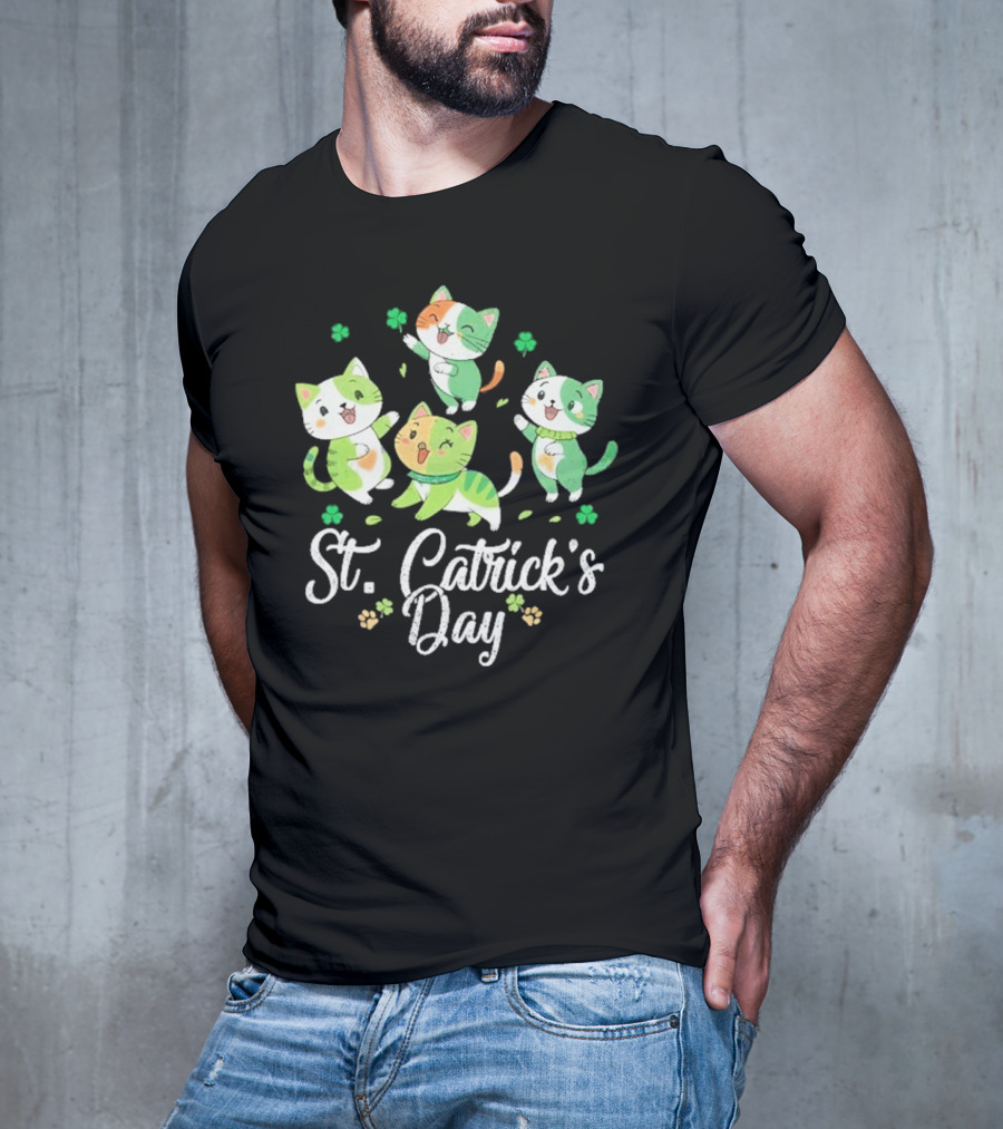 St Catricks Day Cats St Patricks Day Cat Lover St Pattys T-Shirt