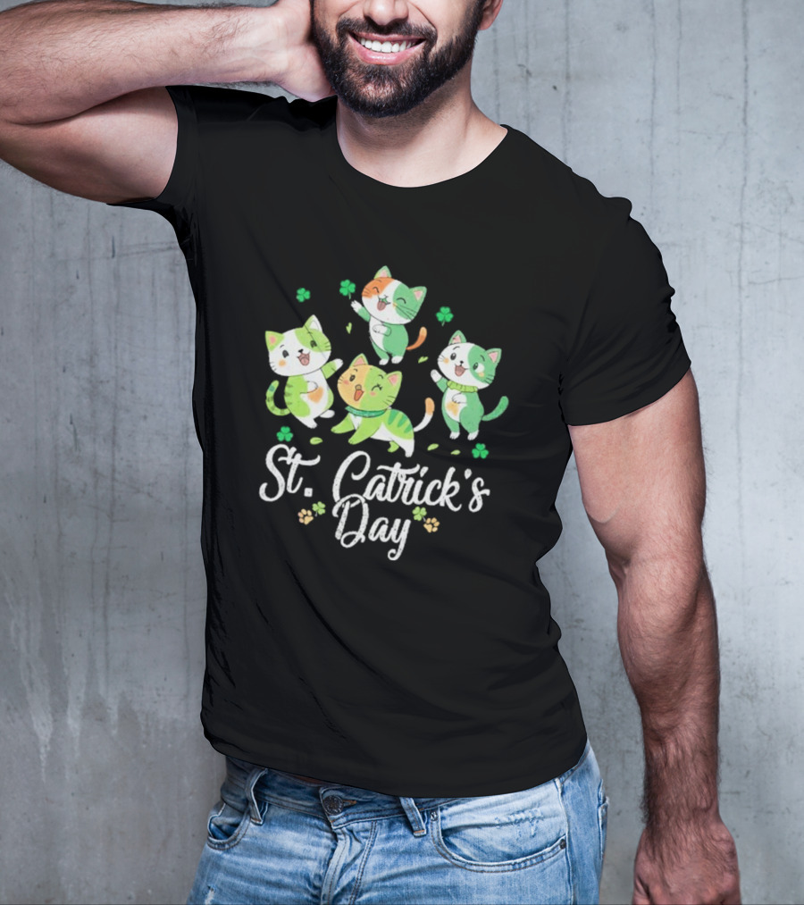 St Catricks Day Cats St Patricks Day Cat Lover St Pattys T-Shirt