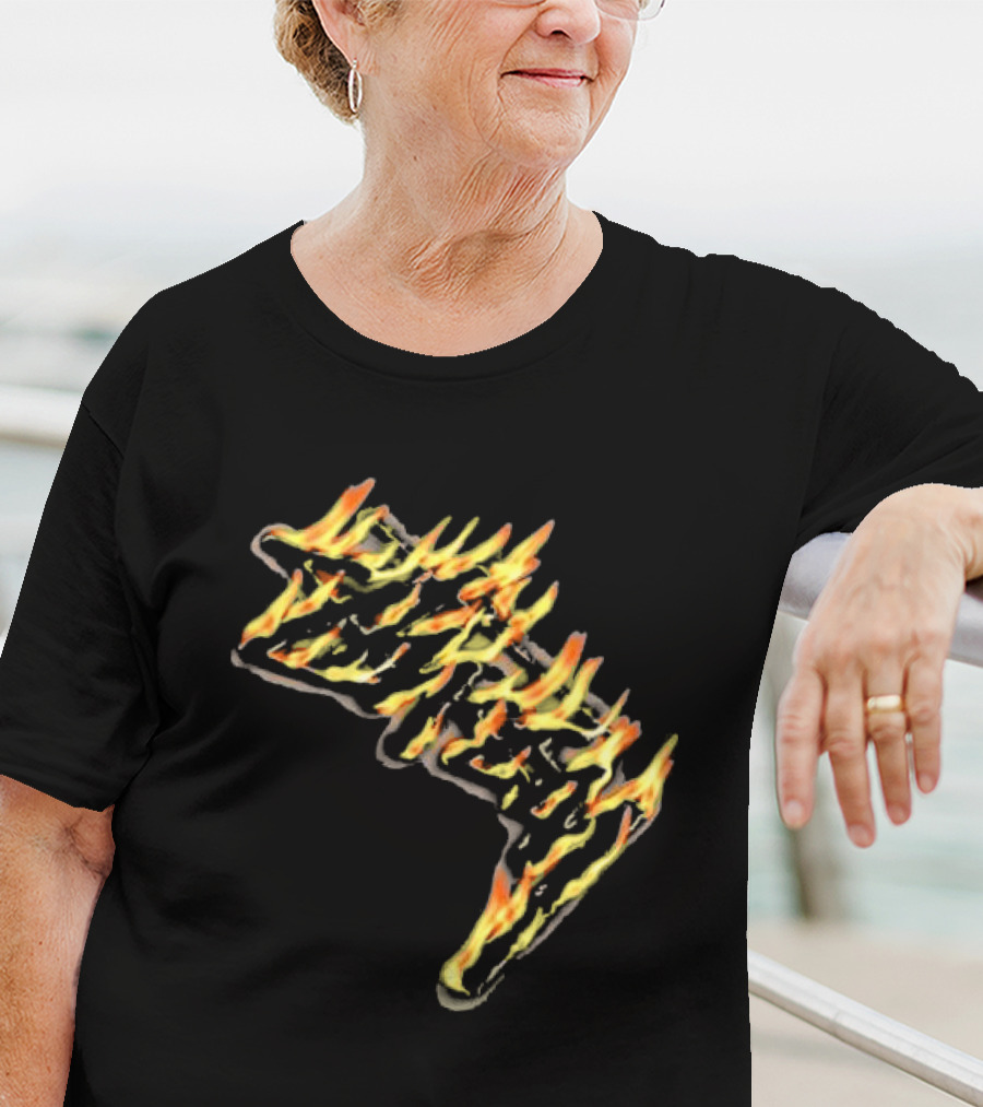 Stussy Burning Stock Flame Graphic Midnight T-Shirt