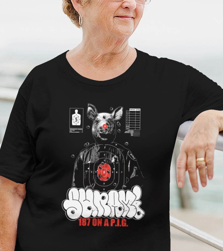 Sunami Pig 187 Target Shooting Pig Design T-Shirt